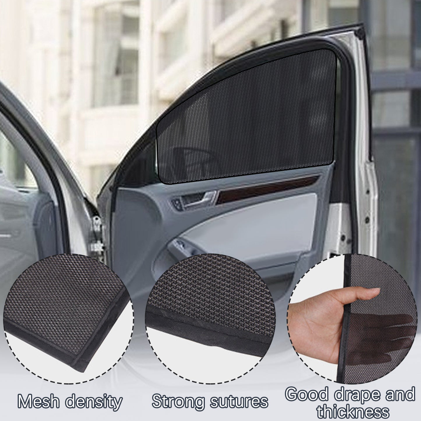 5 Pcs Car Privacy Curtains 2 Side Window Sun Shade Removable Windshield Shades