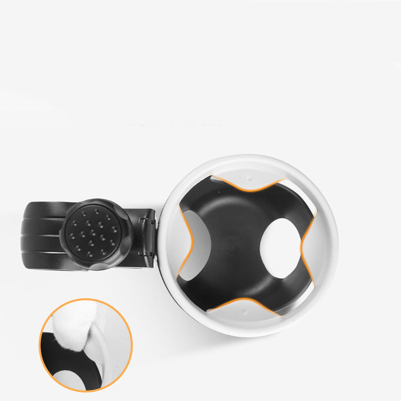 Bicycle mirror with black and orange design on a white background