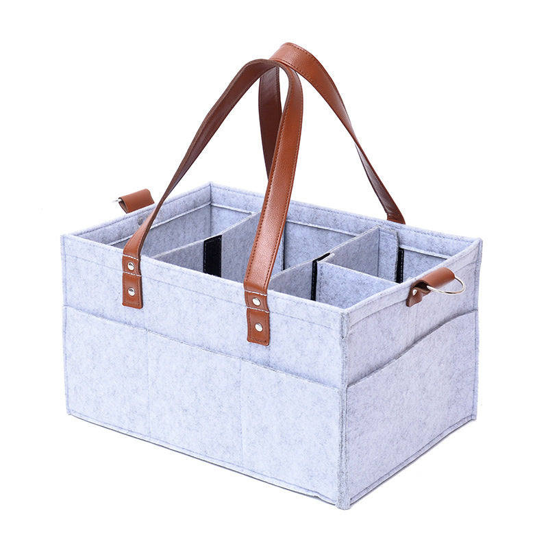 Diaper trolley bag with reinforced felt construction and zippered pockets