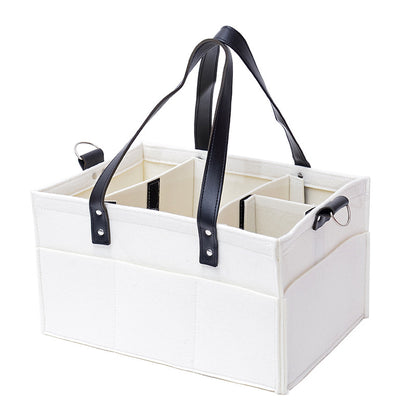 Felt diaper organizer bag with divided compartments for easy access to essentials