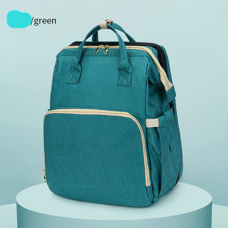 Teal backpack on a light blue background