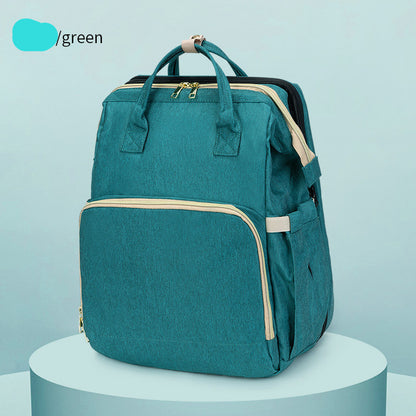 Teal backpack on a light blue background
