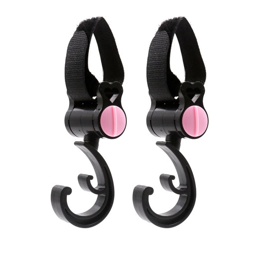 360-degree rotating stroller hook attached to baby stroller handlebar