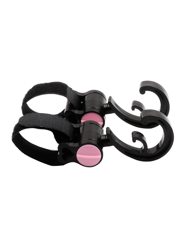 Universal stroller accessory hook with rotating mechanism close-up