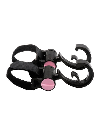 Universal stroller accessory hook with rotating mechanism close-up