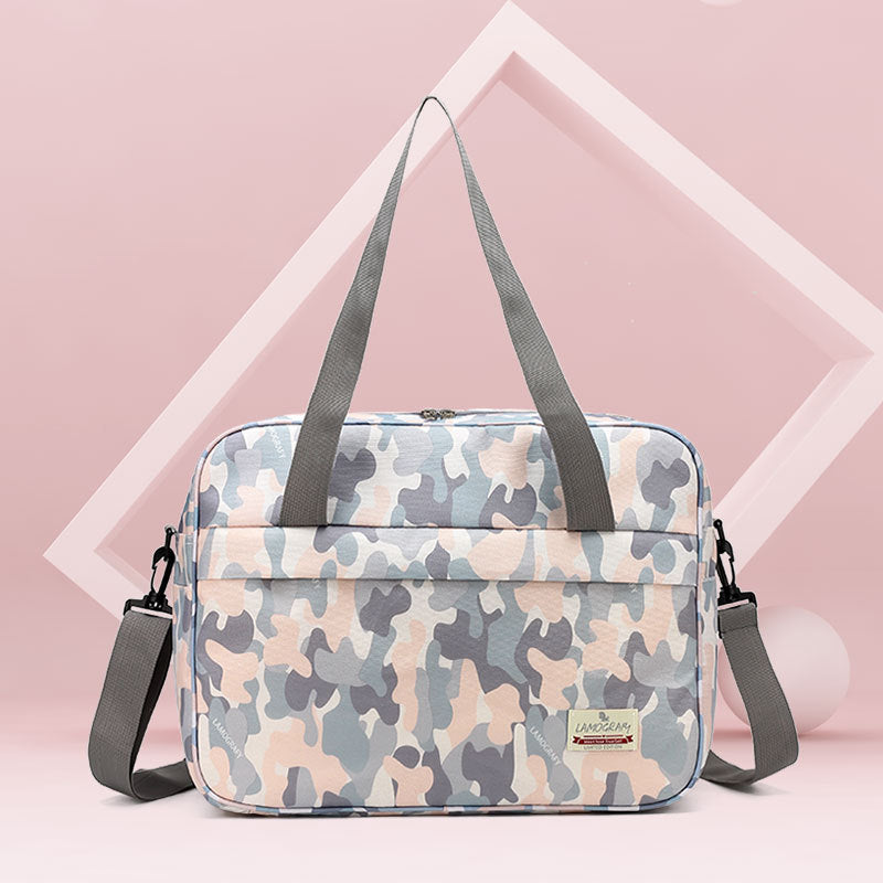Multi functional large capacity diaper bag with multiple compartments in alpaca paradise pattern
