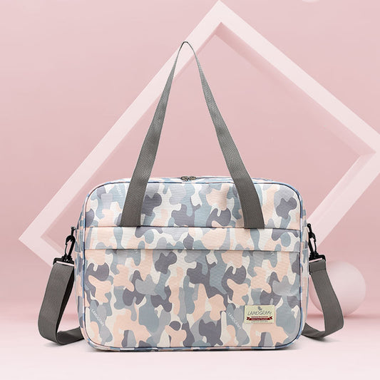 Multi functional large capacity diaper bag with multiple compartments in alpaca paradise pattern