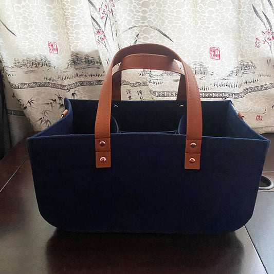 Baby stroller felt diaper bag with multiple pockets attached to stroller