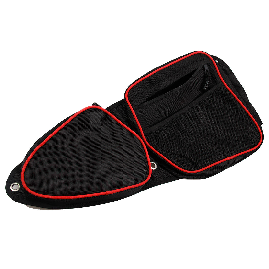 Black cover with red trim on a white background