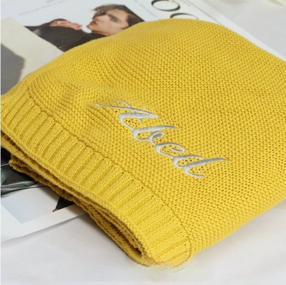 Personalized Knitted Cotton Baby Blanket