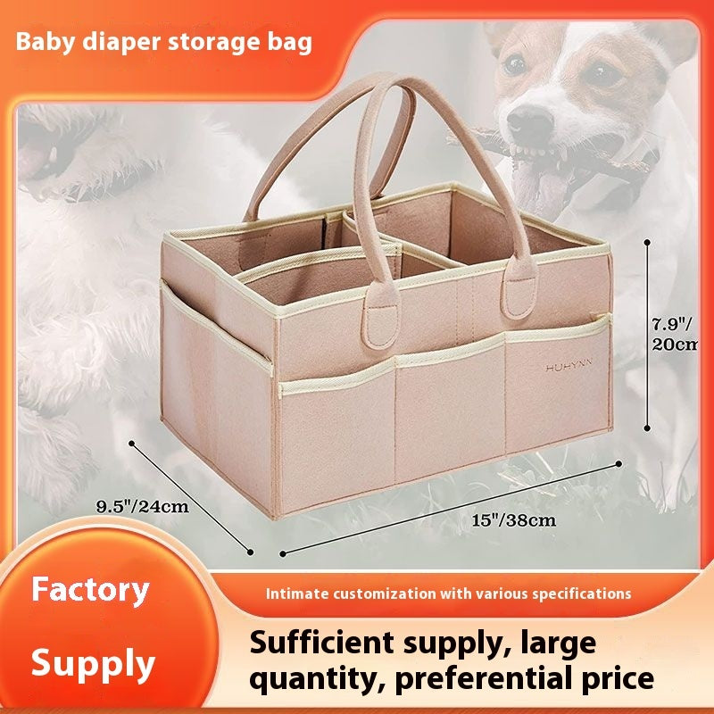 Diaper storage bag demonstrating spacious interior for baby essentials
