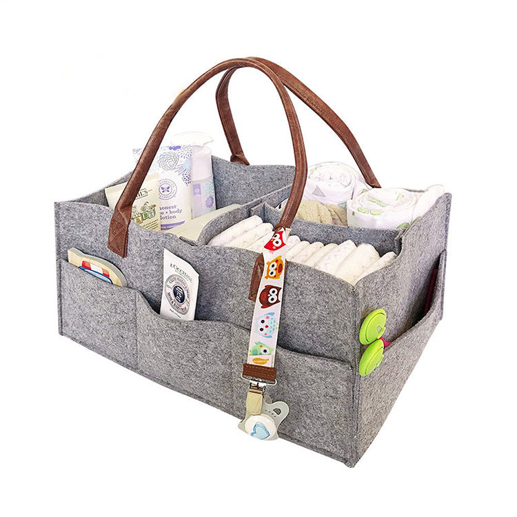 Felt diaper organizer with personalized design for nursery organization