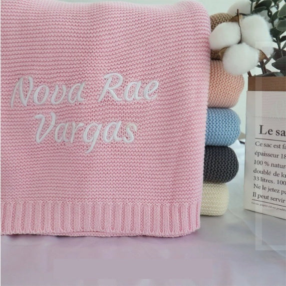 Personalized Knitted Cotton Baby Blanket