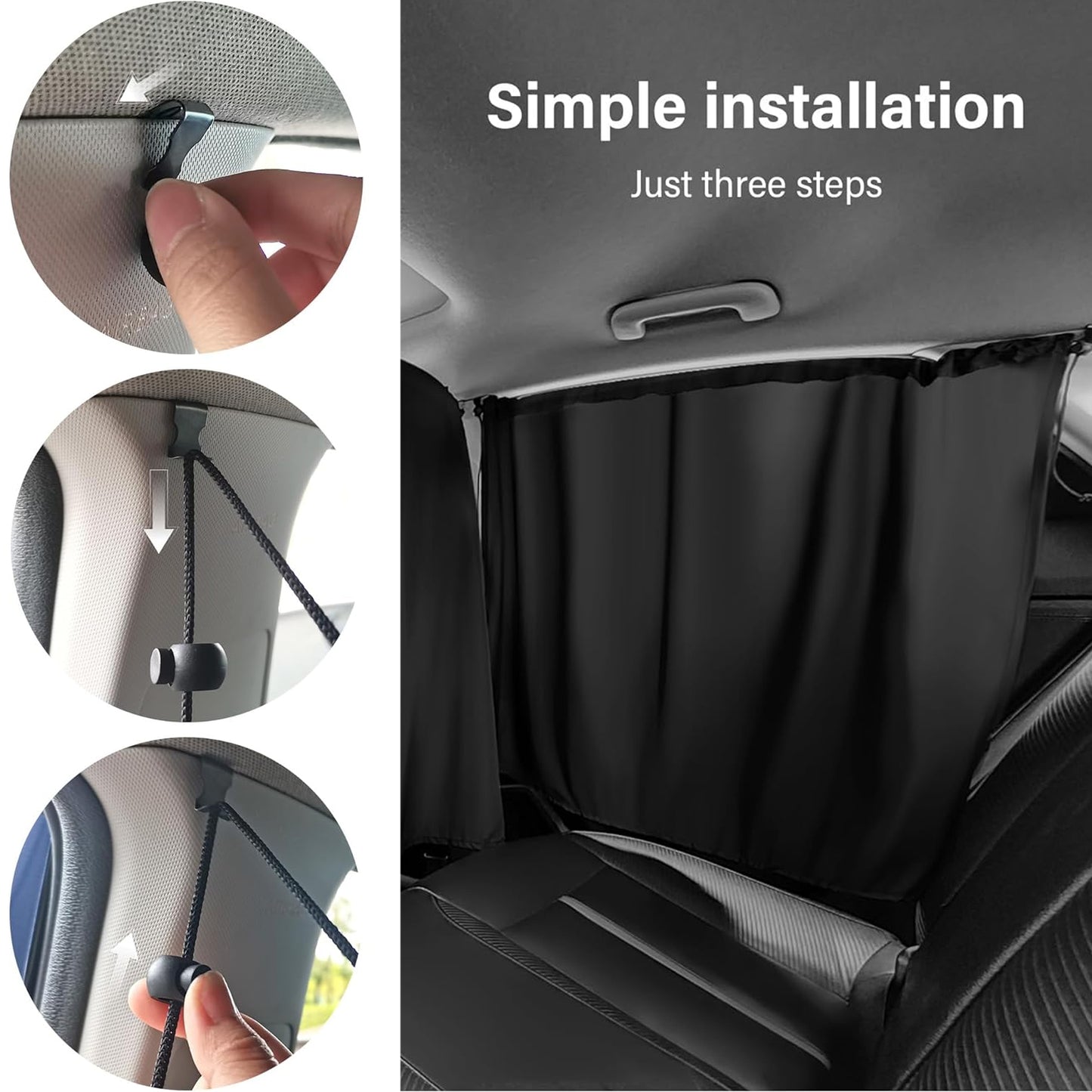 5 Pcs Car Privacy Curtains 2 Side Window Sun Shade Removable Windshield Shades