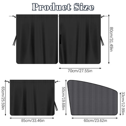 5 Pcs Car Privacy Curtains 2 Side Window Sun Shade Removable Windshield Shades
