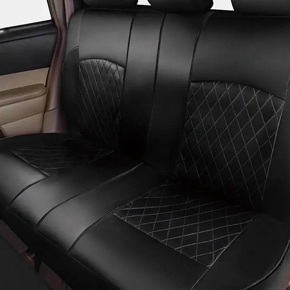 9pcs Full Set Universal PU Leather Seat Covers Protectors Non-Slip Cover--BLACK
