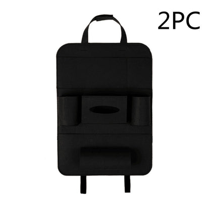 Black car organizer with multiple pockets and a handle on a white background, labeled '2PC'.
