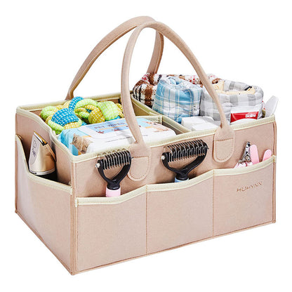 Felt diaper organizer with dividers for keeping baby items neat and accessible
