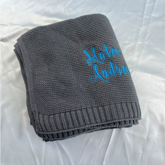 Personalized Knitted Cotton Baby Blanket