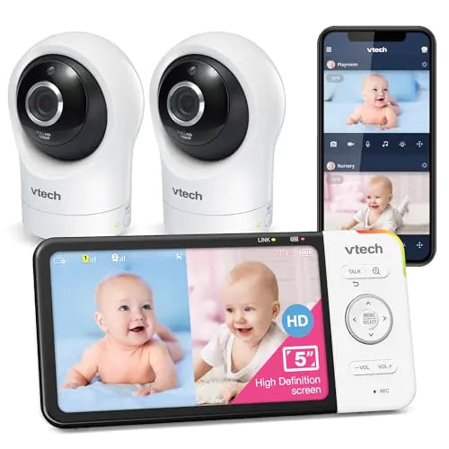 VTech SmartView 360 dual HD baby monitor with 5-inch parent unit and two cameras